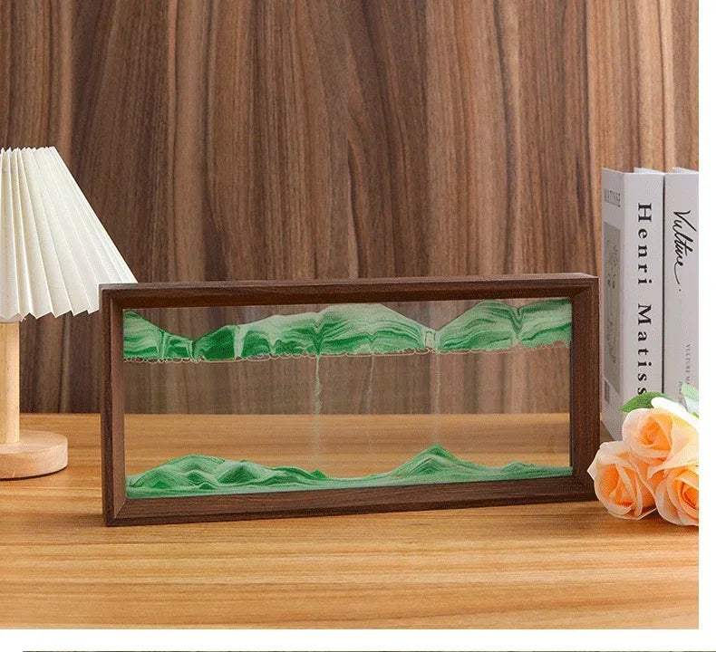 3D Sandscape Moving Sand Art Picture Wooden Frame Quicksand Liquid Hourglass Craft Flowing Sand Painting Office Home Decor Gifts Aimak Store