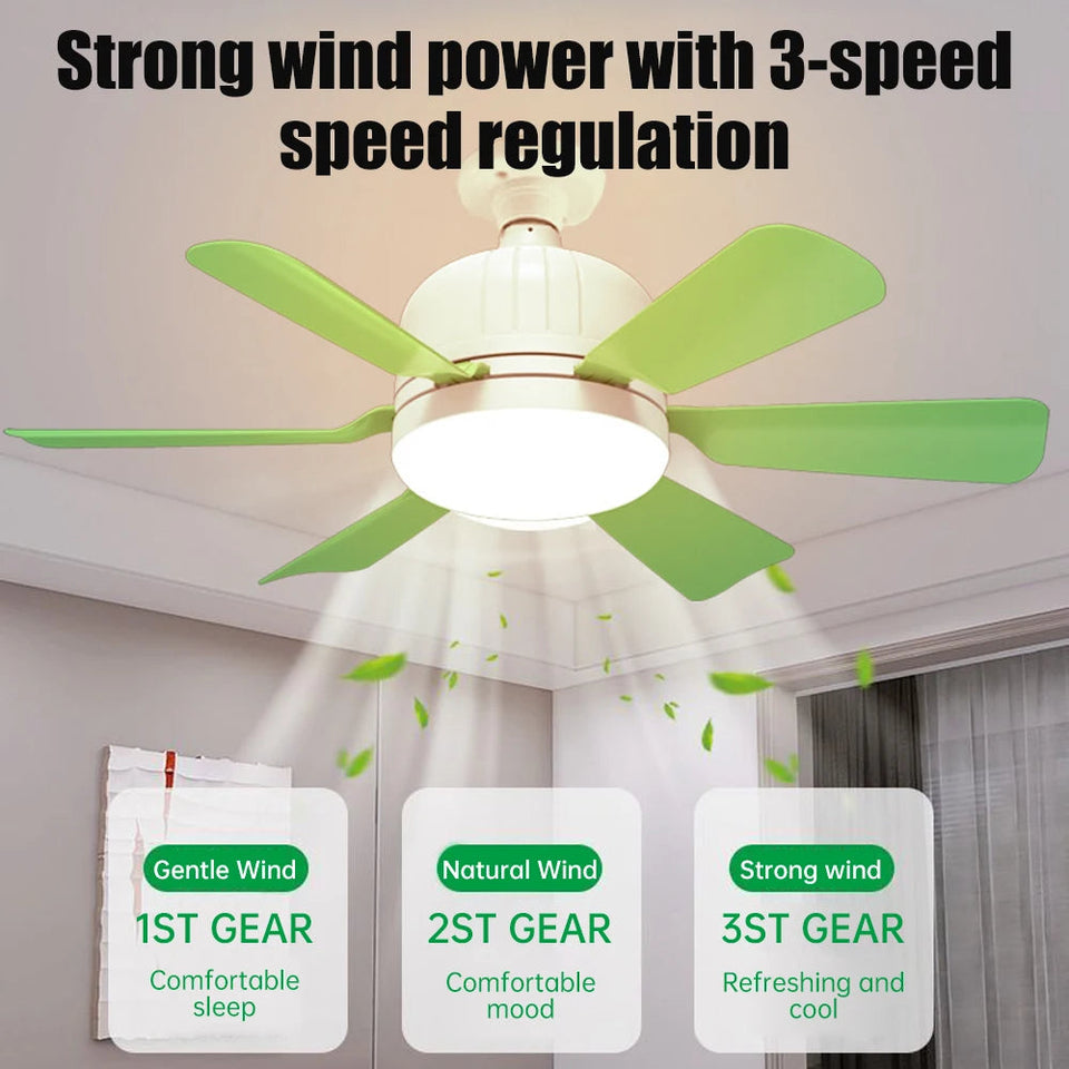 40W Socket Fan Light bombilla con ventilador de techo Smart Remote Control Ceiling Led Bulb E27 Lamp For Bedroom Living Room Aimak Store
