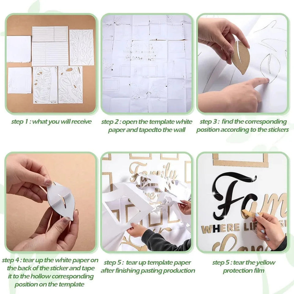 3D New Family Photo Frame Tree Wall Sticker Acrylic Self-adhesive Tree Collage Living Room Bedroom DIY Art Home Decoration Aimak Store