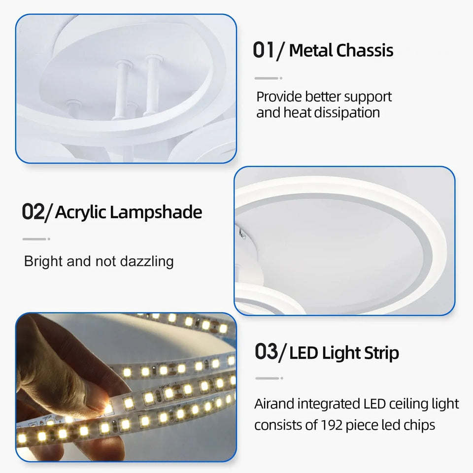 Modern LED Chandelier Home Lighting Ring Ceiling Mount Chandelier Living Room Bedroom Lighting lustre Ceiling pendant lamp Aimak Store