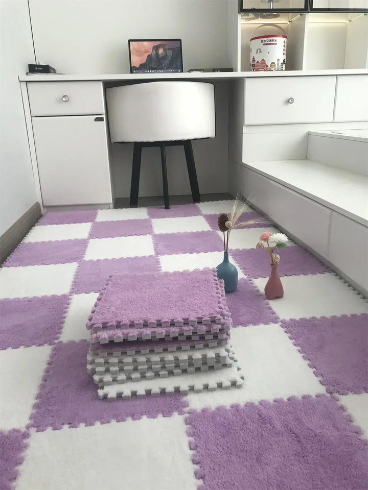 30*30CM Soft Plush Children Kids Rug Play Mat Puzzle Carpet Warm Playmat Interlocking Exercise Tiles Floor Carpet Decoration Mat Aimak Store