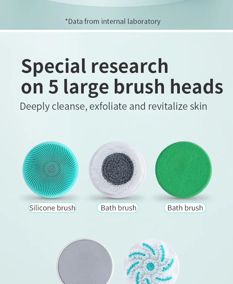 Multifunction Detachable Electric Bath Brush 5in1 Facial Cleansing Skin Grinding Back Rubbing Long Handle Massage Shower Brush Aimak Store