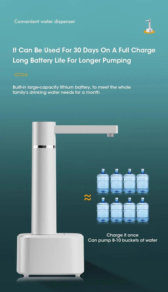 3-gear Electric Water Gallon Bottle Automatic Water Dispenser USB Pump Dispenser Water Bucket Suction Device, Desktop Water Pump Aimak Store