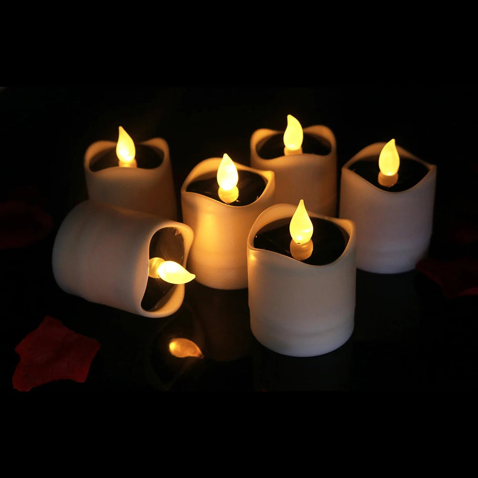 Romantic Solar Energy LED Light Candle Lamp Waterproof Nightlight for Home Decoration Yellow Flameless Fake Electronic Candle Aimak Store
