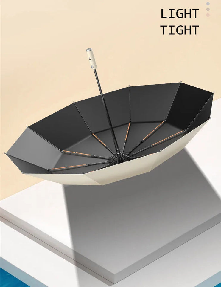 Folding Umbrella with Fan USB Charge Cool Ultra-light Parasol Black Coating Sun-resistant Umbrellas with Gift Box Aimak Store