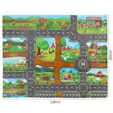 Children Playmat Activity Surface Waterproof Map Kids Animal Road Toy Baby Dinosaur Road Portable Carpet Farm Road Non-Toxic Mat Aimak Store