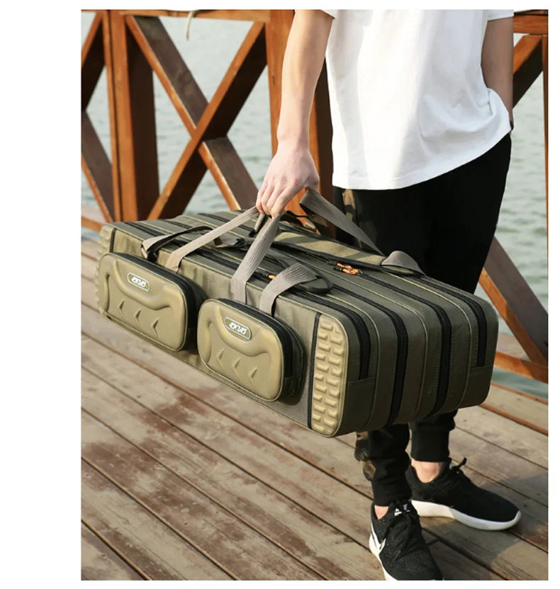 NON-Foldable 2/3/4 Layer Fishing Rod Tackle Bag 80/100/120/130CM Multifunctional Fish Reel Lure Line Tools Storage Case Gear Aimak Store