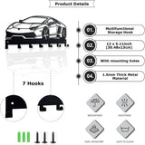 Metal Key Holder for Wall, Car Metal Key Organizer Wall Decorative with 7 Hooks, Black Wall Mount Key Holder for Entryway Front Aimak Store