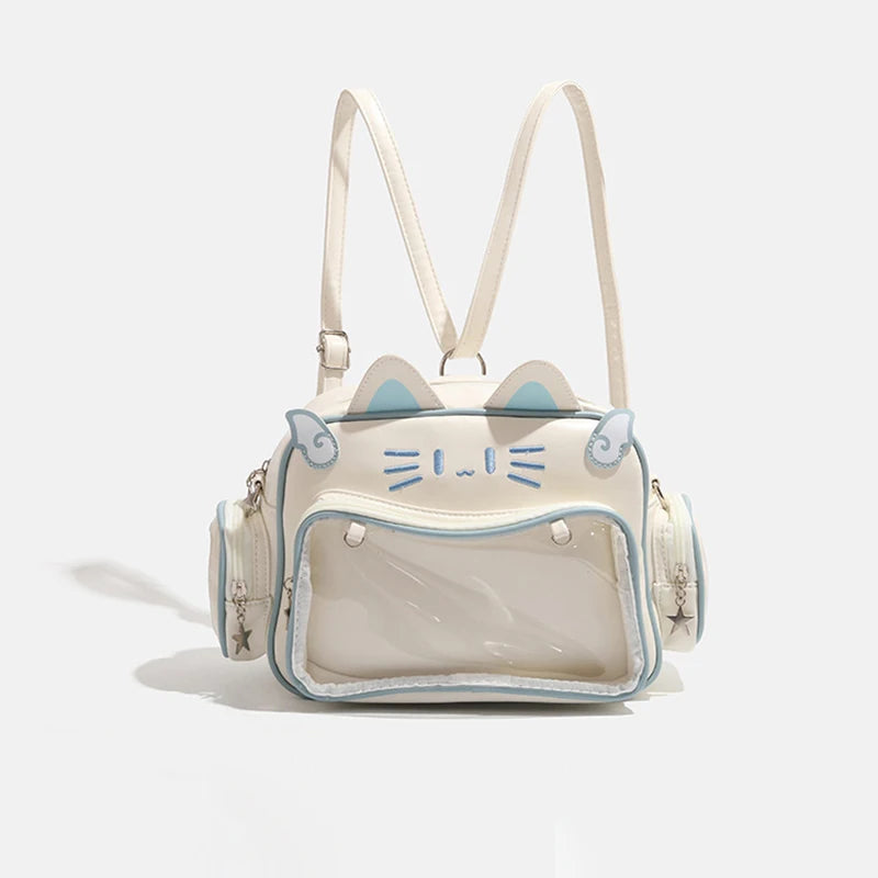 Y2K Ita Bag Cat PU Backpack – Foldable, Adjustable Strap, Secure Zipper, Preppy Style Cute Schoolbag Aimak Store