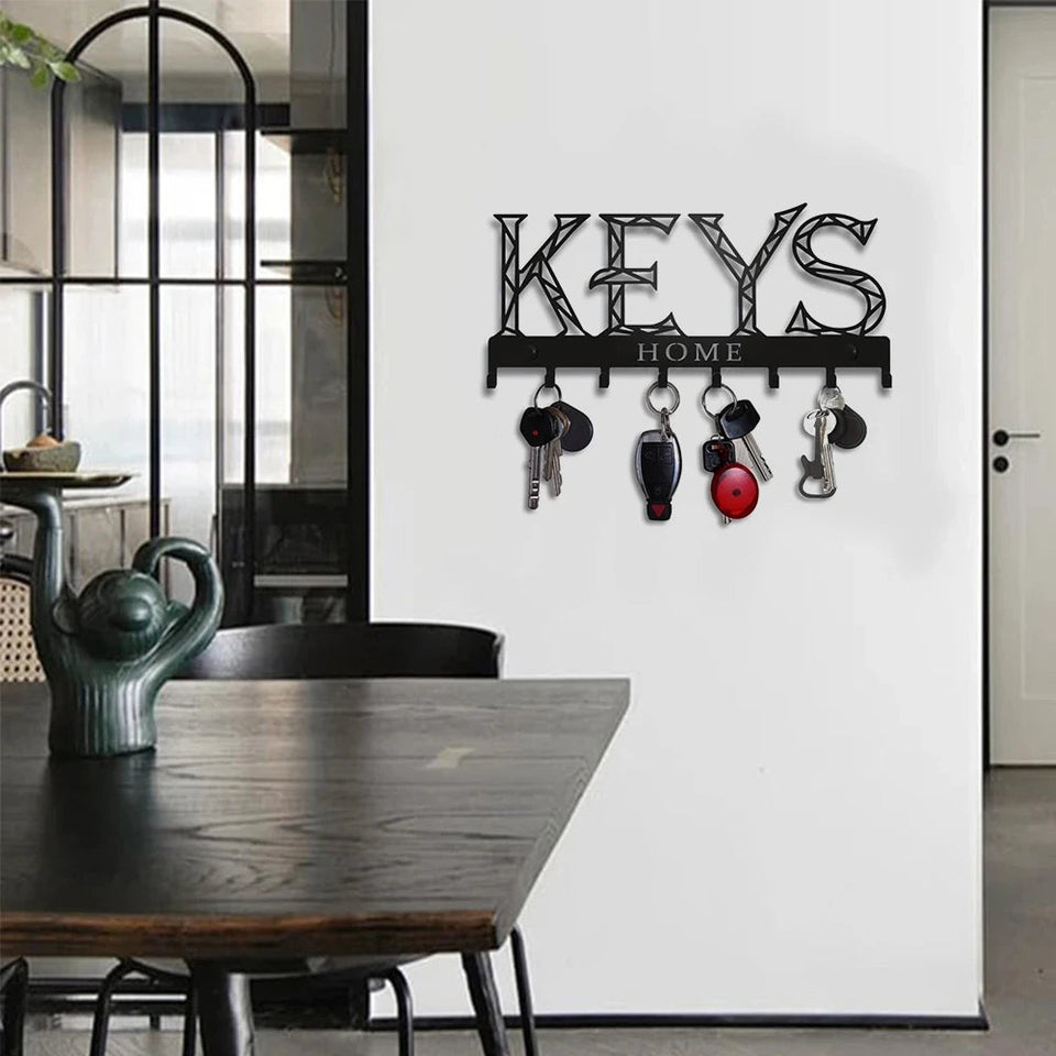 Metal Wall Mounted Storage Rack Floating Key Holder Hook, Adhesive/Punching Installation Storage Rack Aimak Store