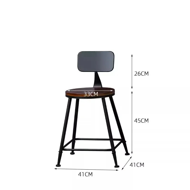American Style Iron Bar Chair Coffee Shop Milk Tea Shop High Chairs Retro Backrest Seat Solid Wood Sitting Face Counter Stool Aimak Store