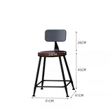 American Style Iron Bar Chair Coffee Shop Milk Tea Shop High Chairs Retro Backrest Seat Solid Wood Sitting Face Counter Stool Aimak Store
