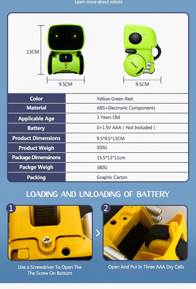 Toy Robot Intelligent Robots Russian & English & Spanish Version Voice & Touch control Toys Interactive Educational RC Robot Aimak Store