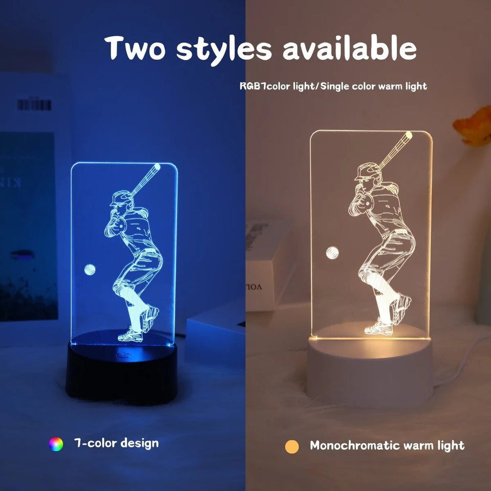 Creative baseball light, 3D night light, creative desktop, bedroom atmosphere light, room decoration light, USB powered Aimak Store