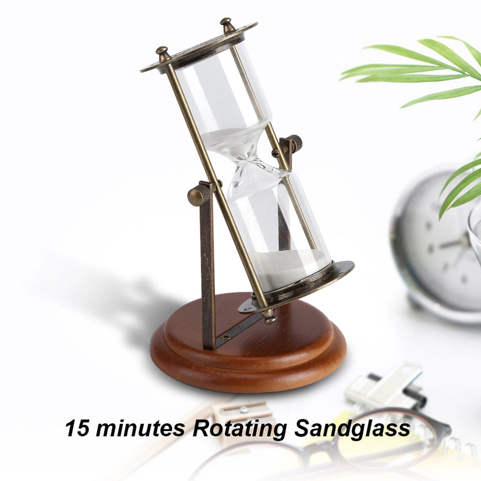 15 Minutes Metal Rotating Sand Glass Timer Clock Hourglass Table Ornament Home Decor Gift Aimak Store