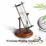 15 Minutes Metal Rotating Sand Glass Timer Clock Hourglass Table Ornament Home Decor Gift Aimak Store
