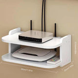 2 Tier Floating Shelves Wifi Router Hanging Layer Multi Tap Outlet Set Top Box Holder Cable Bracket Wall Mount Storage Organizer Aimak Store
