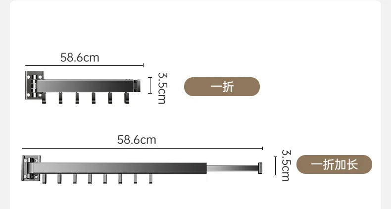 Foldable No Drill Wall Mounted Clothes Drying Rack, Indoor Outdoor Retractable Hanger, Space-Saving Design for Balcony Aimak Store