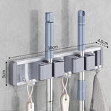 Mop and Broom Organizer Mop Holder Rack Mop Holder Wall Mounted Strong Broom Mop Holder Shelf with Hooks Organizers Hang Broom Aimak Store