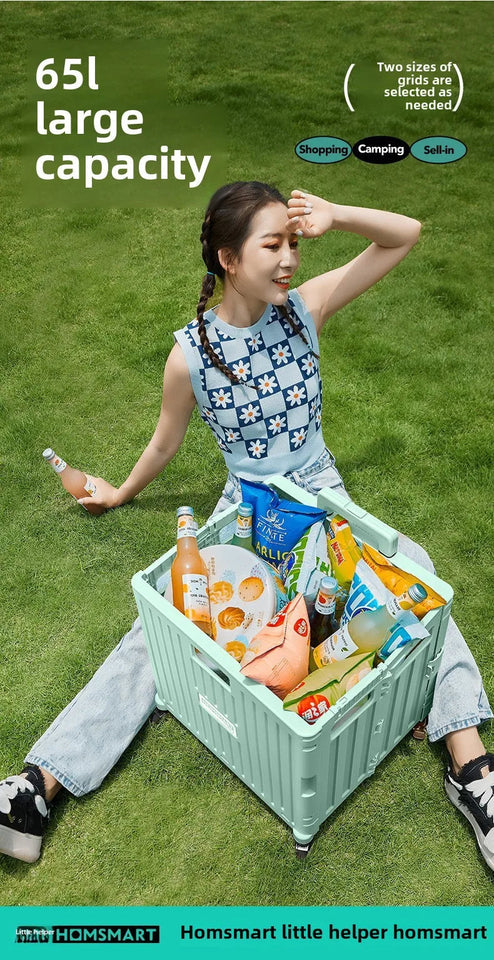 Folding Supermarket Shopping Hand Cart Trolley Convenient Stair Climber Foldable Cart with Wheels for Groceries Outdoor Camping Aimak Store