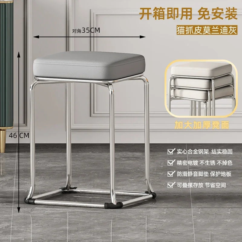 Simple and Luxurious Stackable Square Stool Enlarged and Thickened Round Stool Dirt Resistant Technology Cloth Stool Aimak Store
