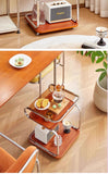 Medieval Style Sofa Side Table Bedside Cabinet Living Room Mobile Coffee Table with Wheels Small Cart Multi-layer Bed Head Shelf Aimak Store