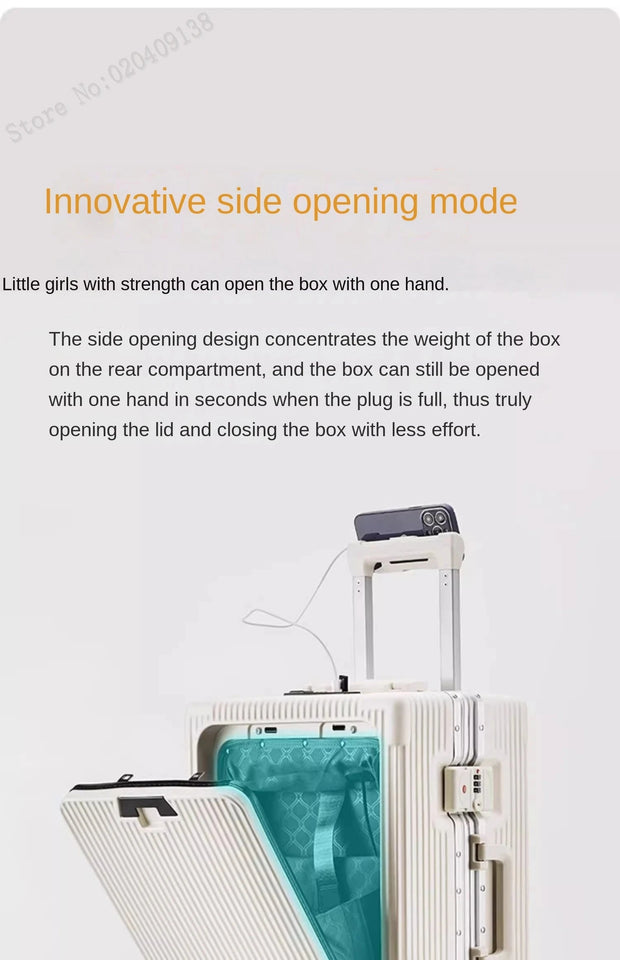 New Front Opening Suitcase Cabin Trolley Case 20/24/26/28 inch Aluminum Frame Large Capacity Luggage usb Charging TSA Lock Aimak Store