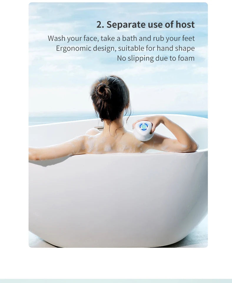 Multifunction Detachable Electric Bath Brush 5in1 Facial Cleansing Skin Grinding Back Rubbing Long Handle Massage Shower Brush Aimak Store