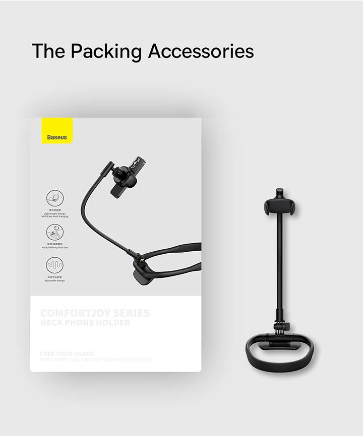 Baseus Flexible Universal Neck Phone Holder Hanging Neck Lazy Necklace Cell Phone Desk Mount Bracket for iPhone 16 15 14 Pro Max Aimak Store