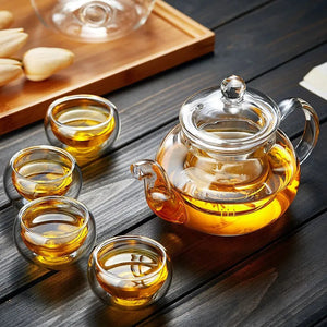 400ml/1000ml Heat-resistant Glass Tea Pot Flower Kettle Kung Fu Teawear Set Tea Strainer Infuser Puer Oolong Barley Pot Teaware Aimak Store