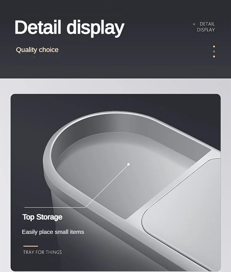 10L Bathroom Trash Can, Household Creative Gap Waste Bin, Press Type Garbage Can with Lid, Simple Paper Basket Kitchen Trash Can Aimak Store