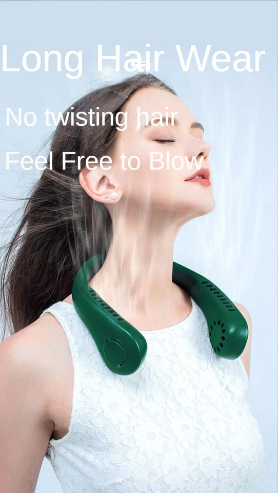 New Mini Neck Fan Portable Bladeless Hanging Neck 1200mAh Rechargeable Air Cooler 3 Speed Mini Summer Sports Fans Aimak Store
