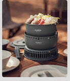 Outdoor Cooking Pot Set ALOCS CW-C05 Camping Portable Easy Storage Picnic Pot With Alcohol Stove Blast Proof Stove Cover Pot Aimak Store