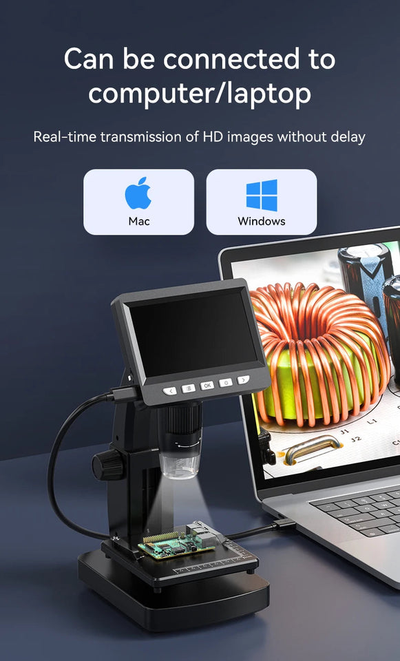 1000X 4.3" LCD Digital Microscope 1080P Coin Microscopio 8 LED Lights USB Magnifier Soldering Repair Video Microscope for Coin Aimak Store