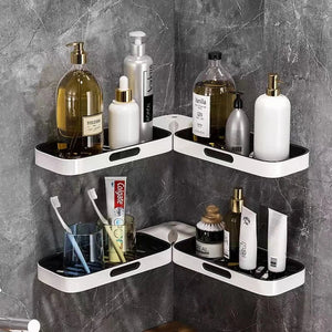 Punch-free Bathroom Shelf Wall-mounted Rotatable Rack  Corner Shower for Shampoo Makeup Organizer Bathroom Accessories Aimak Store