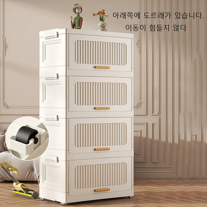 4 Floor Multifunctional Folding Storage locker Thickening Folding Wardrobe Storage Cabinet Home Folding Storage Box With Pulley Aimak Store