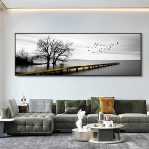 Modern, Minimalist, Wall Art, Landscape Seaside Goldenwood Bridge, Canvas Print Poster, Home Living Room Backdrop Decoration Aimak Store