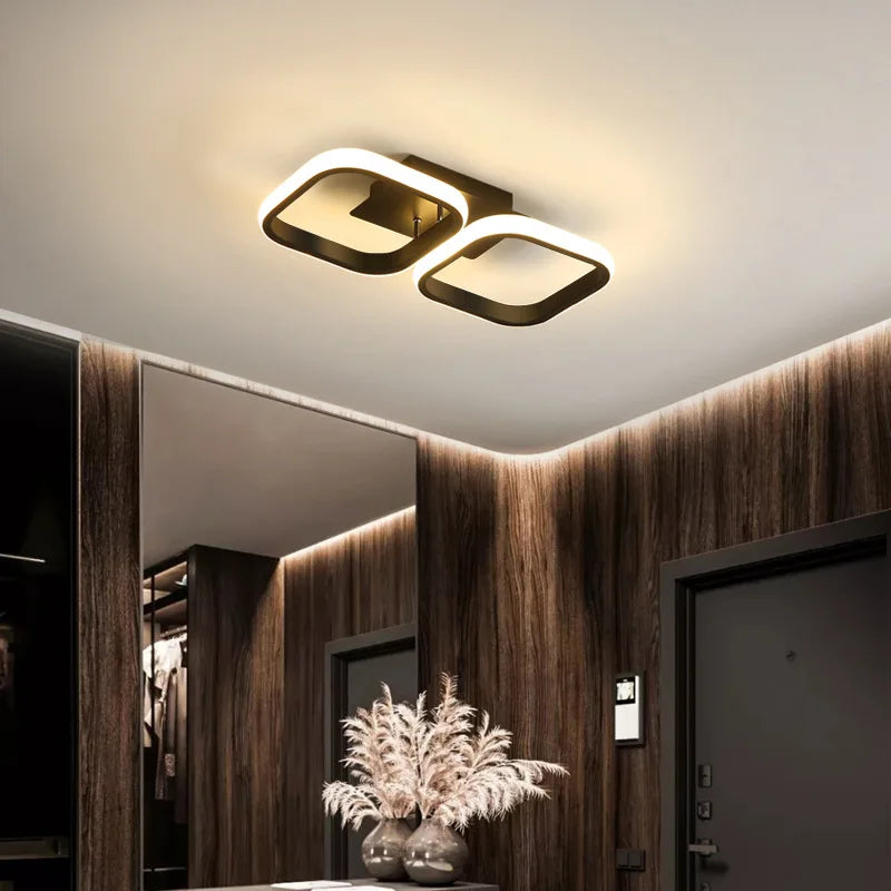 Square LED Ceiling Light Modern Black For Hallway Bedroom Checkroom Living Room Office Restaurant Staircase Lighting Fixtures Aimak Store