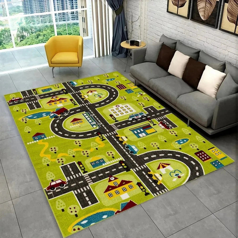 Child Playmat Highway City Traffic Playroom Area Rug Large Carpet Rug for Living Room Bedroom Decor Kids Play Non-slip Floor Mat Aimak Store
