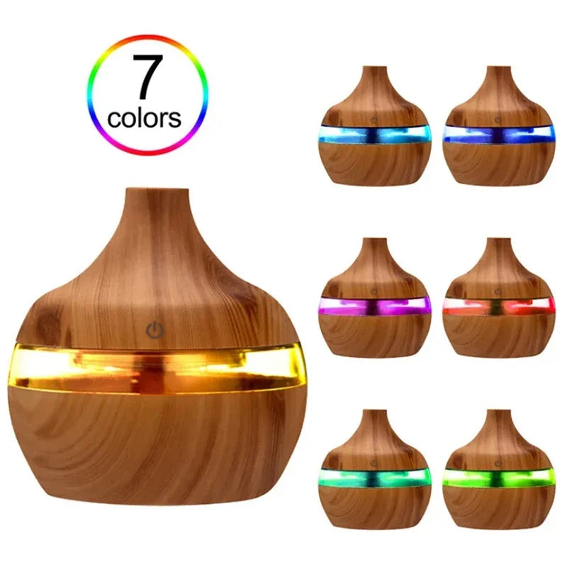 5V Vase Home Colorful Humidifier Wood Aromatherapy Machine USB Color Night Light Silent Humidifier Nebulizer Mist Maker Gift Aimak Store