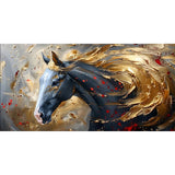 Abstract Black Gold Horse Print Canvas Painting, Modern Textured Running Horse Poster Wall Art, For Living Room Decor, No Frame Aimak Store