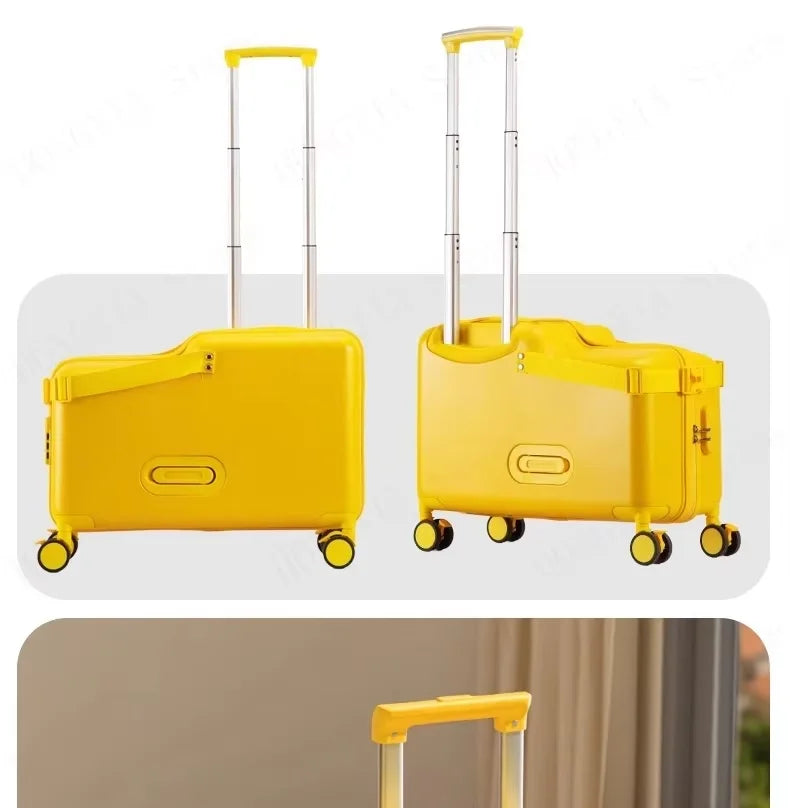 Travel suitcases can sit and ride children's luggage new lazy walking children trolley case boys girls wooden horse suitcase Aimak Store