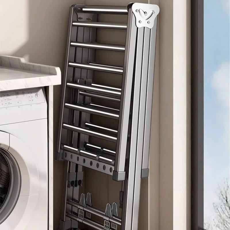 Balcony Clothes Drying Rack Floor-Standing Foldable Household Movable Clothes Drying Rack Dormitory Quilt Drying Rack 3 Floors Aimak Store