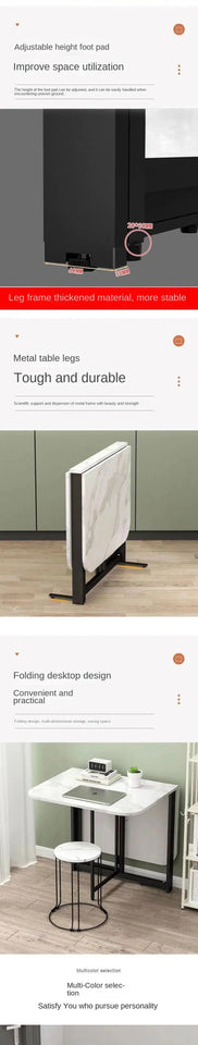 Joylove Folding Dining Table Home Imitation Rock Board Ultra-thin Multi-functional Combination Dining Table Multi-person Table Aimak Store