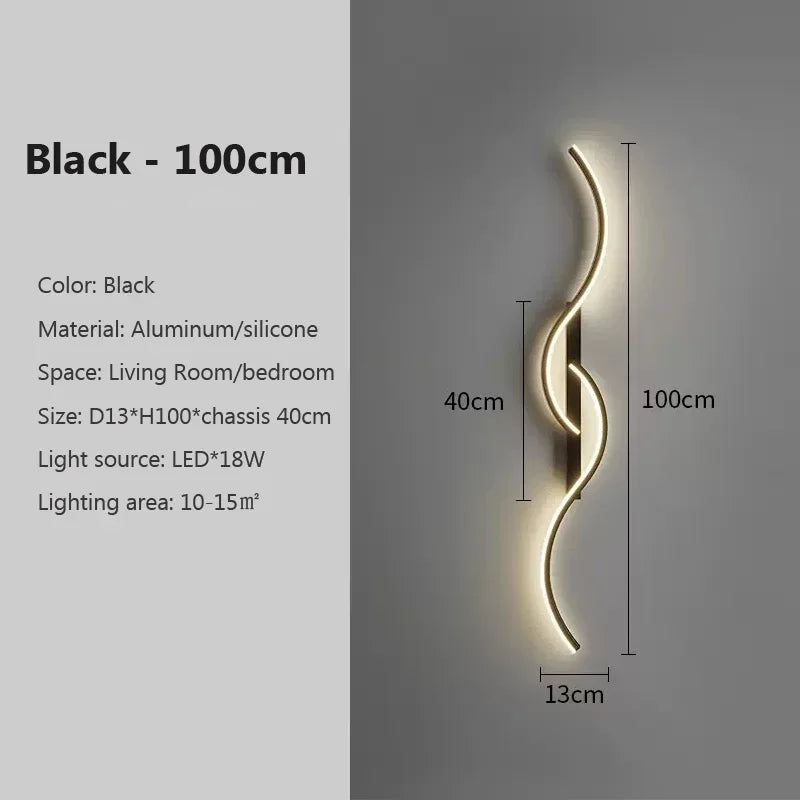 LED Wall Lamp 60/80/100CM Smart Remote Control Adjustable Color Temperature Brightness Bedroom Bedside Living Room Wall Sconces Aimak Store