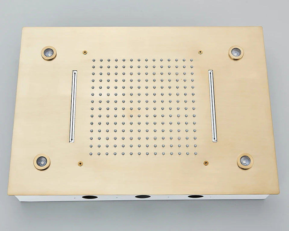 Black Thermostatic Bathroom Shower Faucet Set Remote LED Rainfall Head Faucets Crane 3 Way Concealed Embedded Hot Cold Mixer Tap Aimak Store