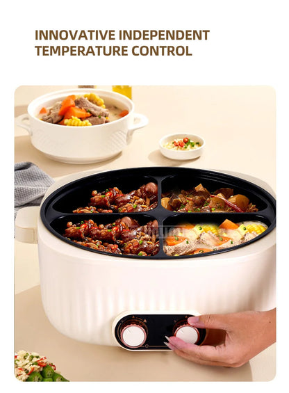 Four-Grid Multifunctional Integrated Hot Pot Electric Caldron Household Large Capacity Electric Chafing Dish