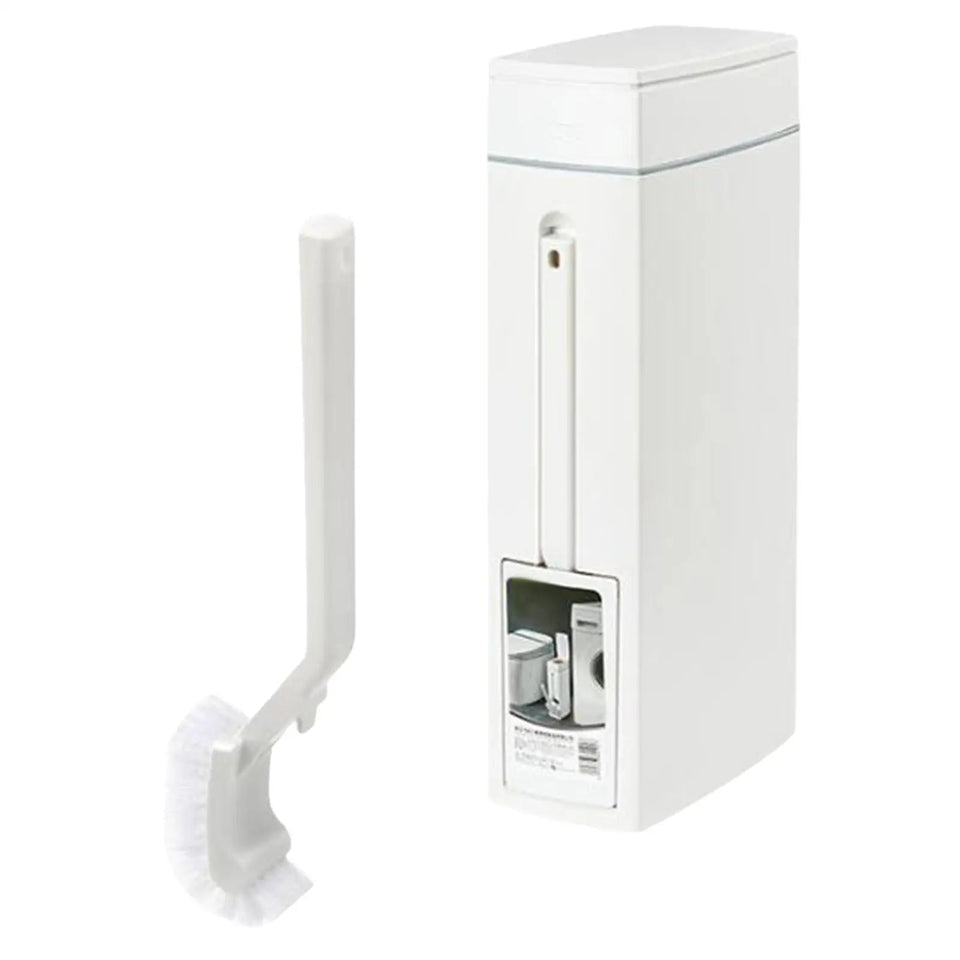 Bathroom Bin with Toilet Brush Holder,Trash Can,White Portable Paper Basket,Slim Trash Can with Toilet Brush for Bathroom Aimak Store