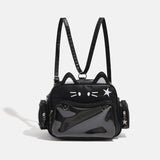 Y2K Ita Bag Cat PU Backpack – Foldable, Adjustable Strap, Secure Zipper, Preppy Style Cute Schoolbag Aimak Store