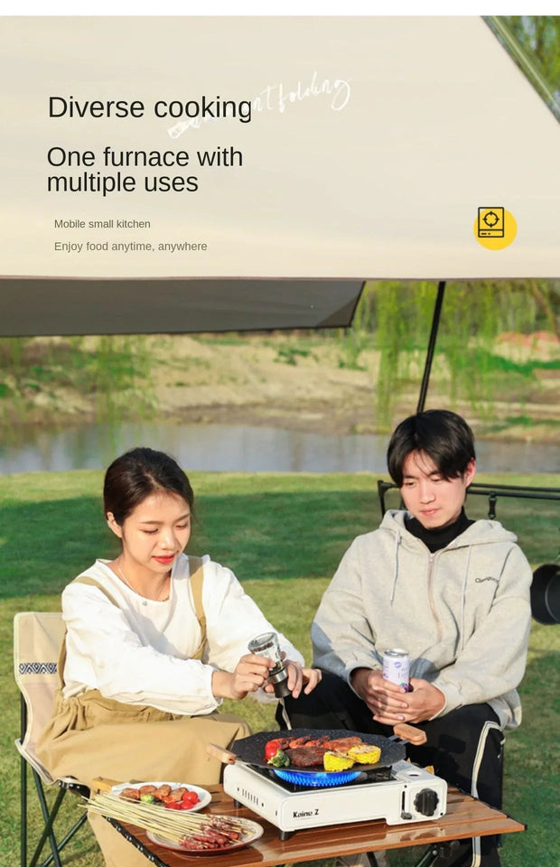 [Without Gas Cylinder]Portable Gas Powered Stove Burner Household Stainless Steel Camping Gas Stove Outdoor Butane Gas Cooktops Aimak Store